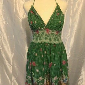 Forever 21 floral green halter dress, size M